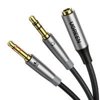 Ugreen AUX splitter cable 3.5 mm mini jack (female) - 2x 3.5 mm mini jack (male - microphone and headphones) silver (AV193 50255)