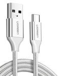 Nickel plated cable USB-C QC3.0 UGREEN 0.25m with aluminum plug white