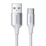 Nickel plated cable USB-C QC3.0 UGREEN 1.5m with aluminum plug white