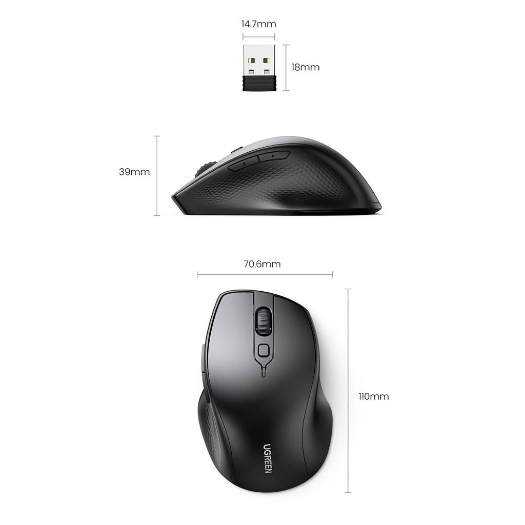 Ugreen ergonomic wireless computer mouse black (MU101) Shop Ugreen.pl