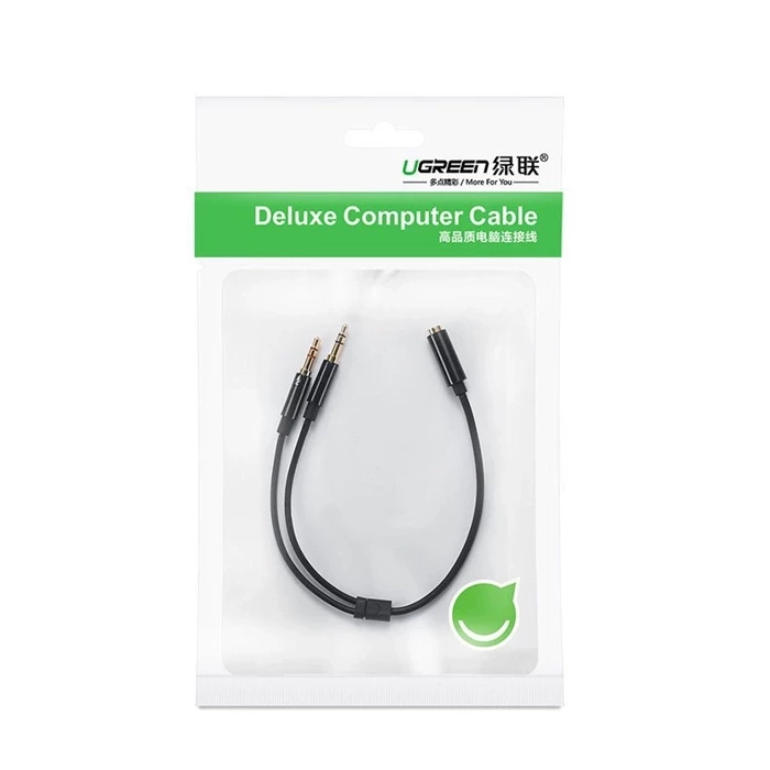 [AFTER RETURN] Ugreen cable AUX splitter 3.5 mm mini jack (female) - 2x 3.5 mm mini jack (male - microphone and headphones) black (AV140 20899)