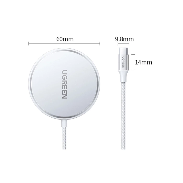 [AFTER RETURN] Ugreen charger wireless 15W MagSafe MFi silver (80661 CD284)