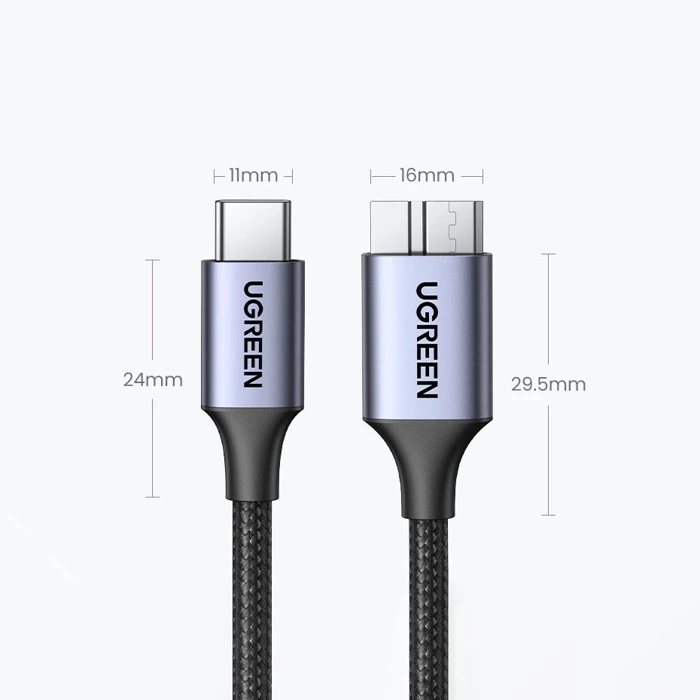 Cable USB C / micro USB-B 3.0 Ugreen US565 5Gb/s 3A 0.5m - gray