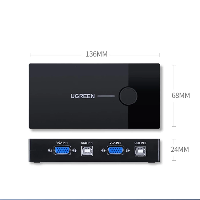UGREEN 2-port VGA KVM Switch Black