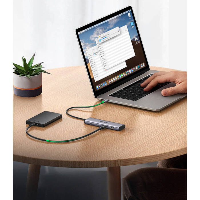 USB-C HUB - 2 x USB-A / 2 x USB-C 20 cm Ugreen CM473 - gray