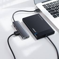 Ugreen USB HUB splitter - 4x USB 3.2 Gen 1 with micro USB power port gray (CM219 50985)