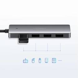 Ugreen USB HUB splitter - 4x USB 3.2 Gen 1 with micro USB power port gray (CM219 50985)