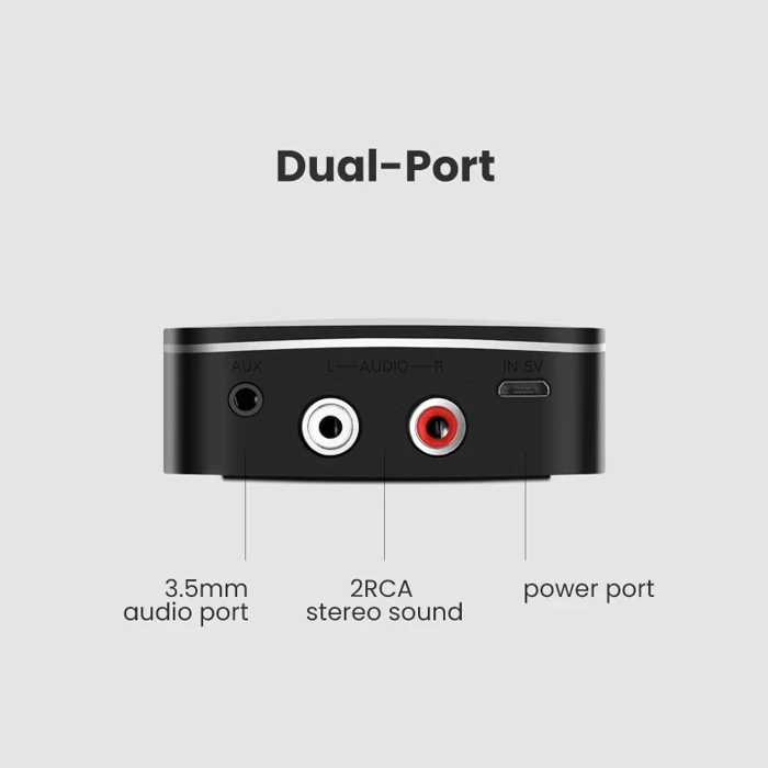 Ugreen bluetooth Receiver Adapter 5.0 aptX 2RCA / 3.5 mm mini jack black (40759)