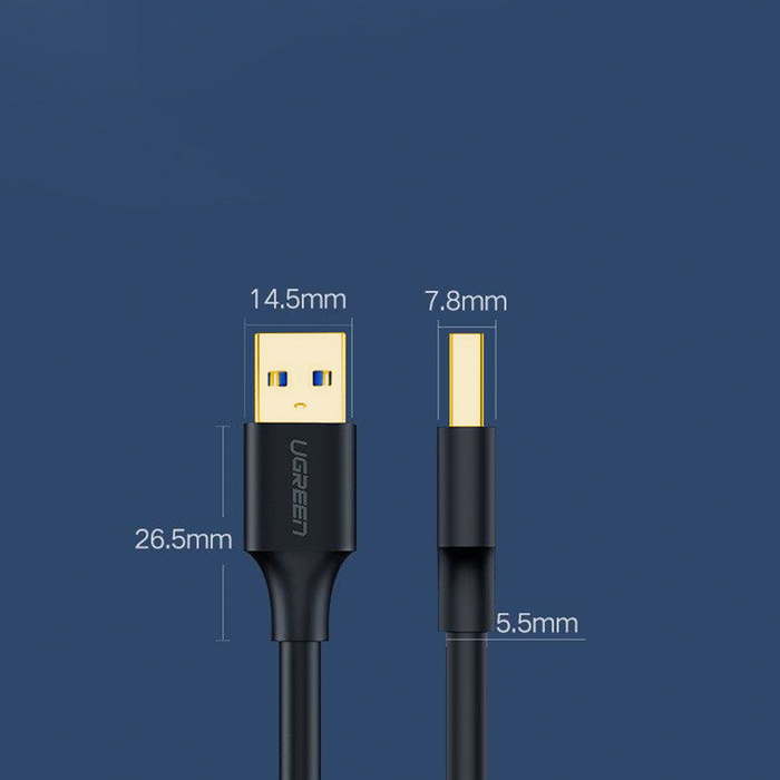 Ugreen cable USB 3.0 cable (male) - USB 3.0 (male) 2m gray (10371)