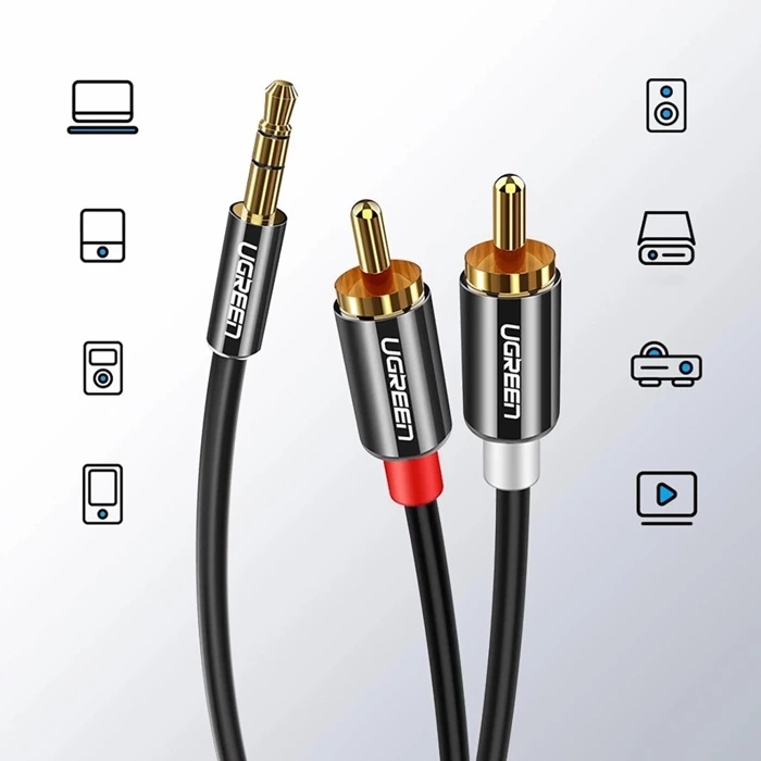 Ugreen cable audio cable 3.5 mm mini jack - 2RCA 5m black (AV116)