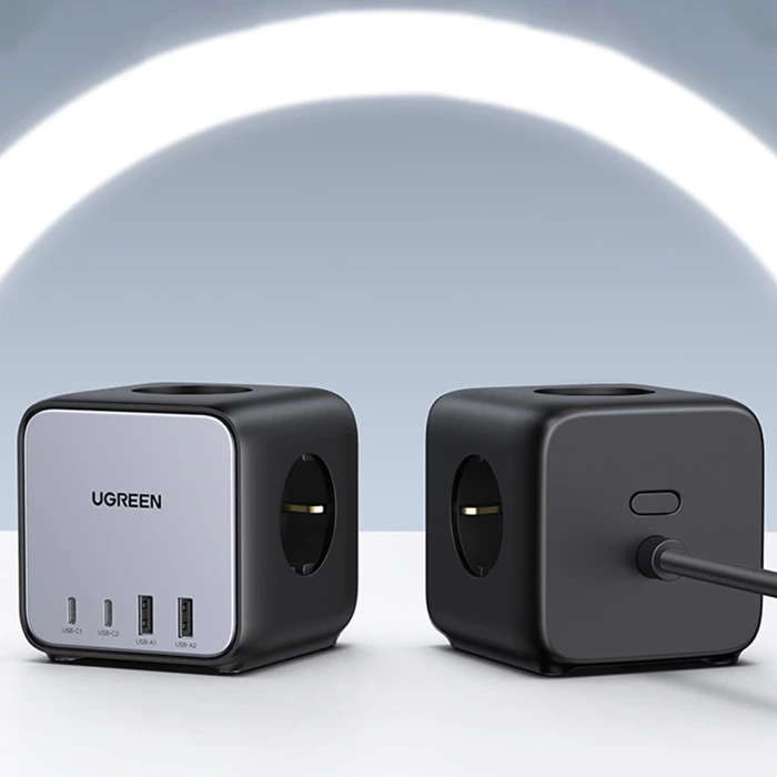 Ugreen cube power strip 65W USB / USB C + 3x AC socket black (CD268)