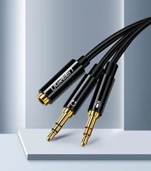 [AFTER RETURN] Ugreen cable AUX splitter 3.5 mm mini jack (female) - 2x 3.5 mm mini jack (male - microphone and headphones) black (AV140 20899)