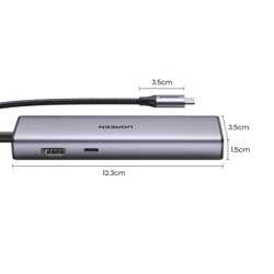 Adapter Hub UGREEN, USB-C to 2x USB 3.0, HDMI, RJ45, SD/TF