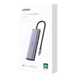 Adapter UGREEN 9-in-1 CM490 Hub USB-C, 2x USB-A 3.0, USB-A 2.0, 2x HDMI 4K/60Hz, SD/TF, RJ45