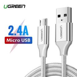 Cable UGREEN Micro USB QuickCharge 3.0 2.4A Nylonew Braided 1.5m White