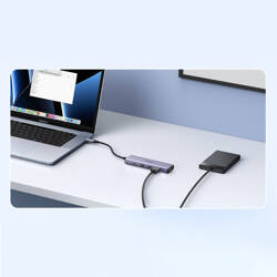 Multifunctional 5-in-1 HUB USB-C - HDMI 1.4 / 3 x USB-A / USB-C PD 100W Ugreen CM511 - gray