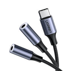 UGREEN AUX audio splitter cable USB-C, 25cm (silver)