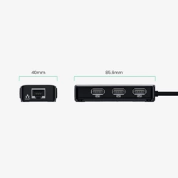 Ugreen 20264 RJ45 / USB-A 10/100Mbps HUB 3x USB-A 2.0 network adapter - black