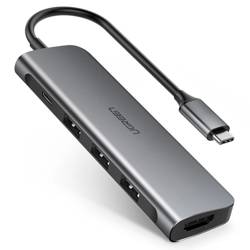 Ugreen multifunctional HUB USB Type C 3.0 Power Delivery 3x USB 3.0 / HDMI gray (50209)