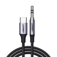 Kabel USB-C UGREEN CM450 auf Miniklinke 3,5mm AUX, 1m (schwarz)