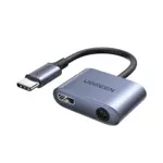 Ugreen USB Typ C (männlich) - USB Typ C PD QC (weiblich) + 3,5-mm-Miniklinke (weiblich) grau (CM231)