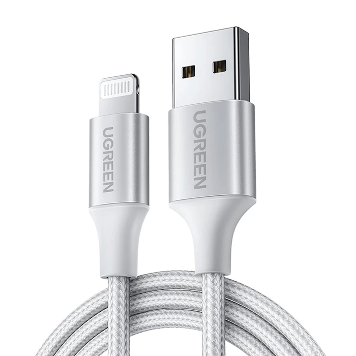 Kabel Lightning auf USB UGREEN 2.4A US199, 1.5m (silber)