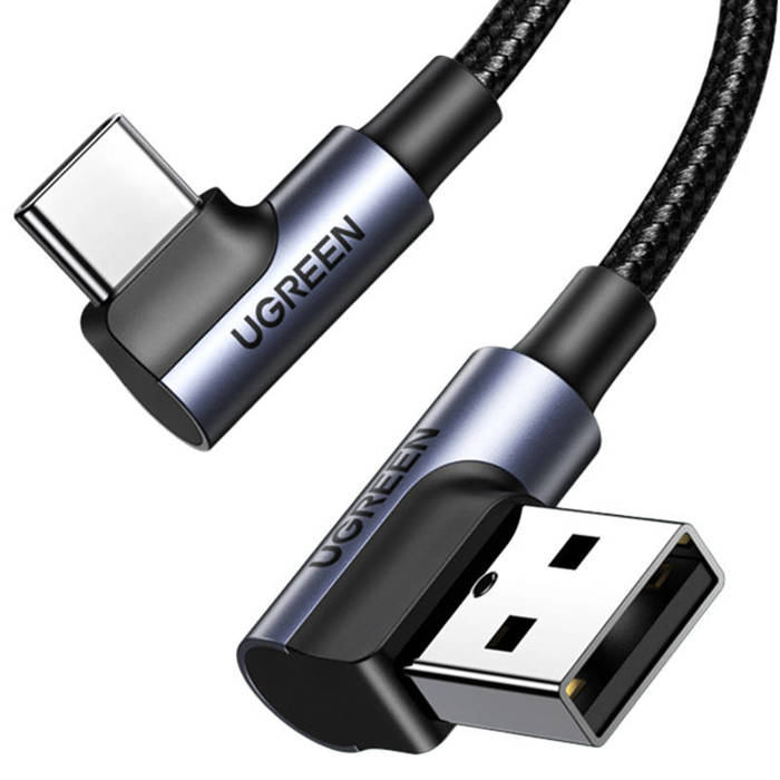 Kabel USB-C auf USB-A 2.0 gewinkelt UGREEN US176, 3A, 3m (schwarz)