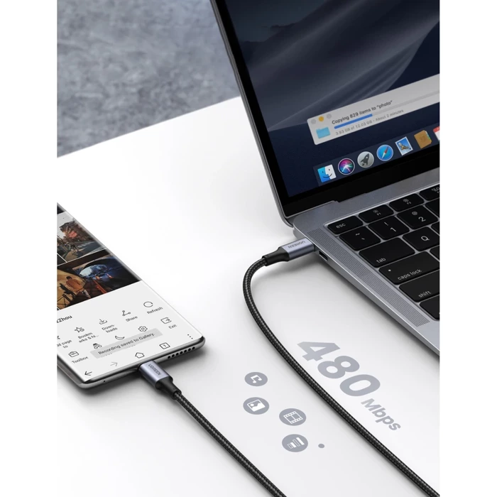 Kabel Ugreen US316 USB-C / USB-C 480Mb/s 5A 0.5m - grau