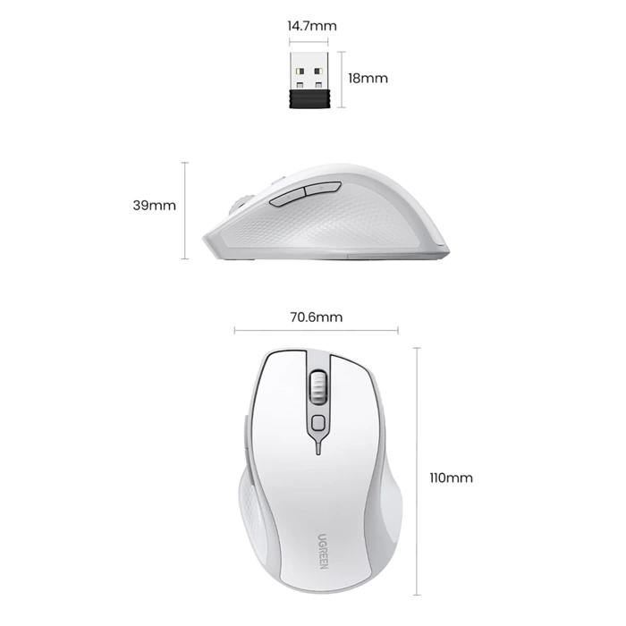 Kabellose Maus UGREEN MU101 2.4G (Weiß)