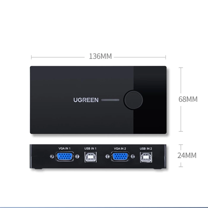 UGREEN 2-Port VGA KVM-Umschalter Schwarz