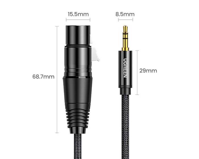 UGREEN AV182 Kabel XLR-Buchse auf 3,5-Klinkenstecker - 2m (schwarz)