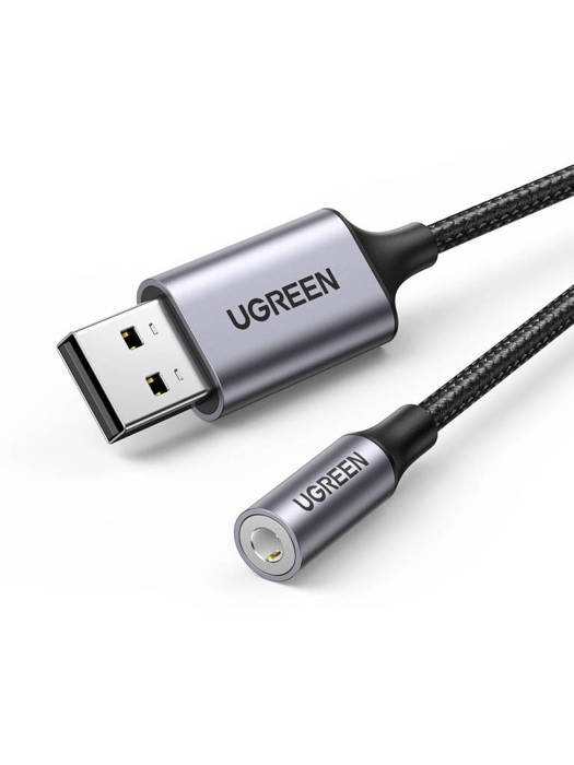 UGREEN CM477, USB auf Mini Jack 3.5mm AUX Audio Adapter (grau)