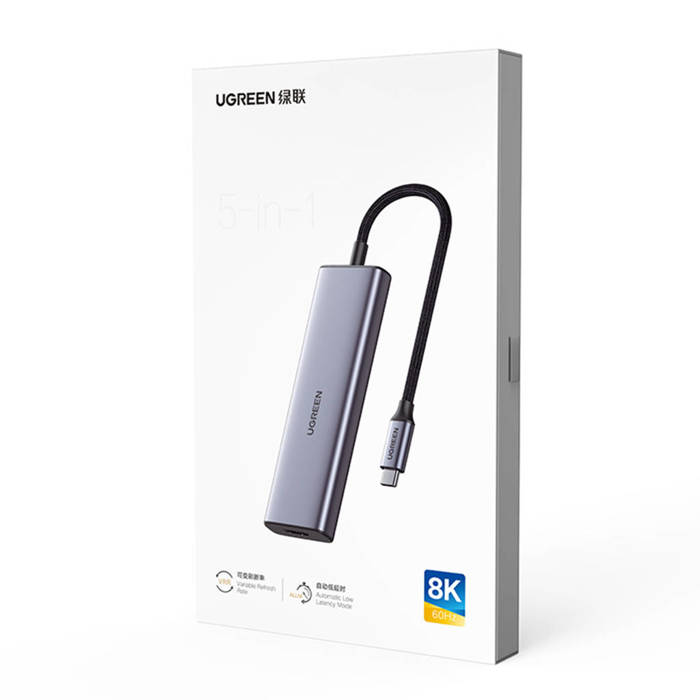 USB C - HDMI / 2x USB C / 2x USB A HUB Ugreen CM500 - grau