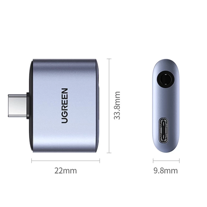 USB-C auf USB-C und 3,5mm Klinkenadapter UGREEN CM231 (grau)