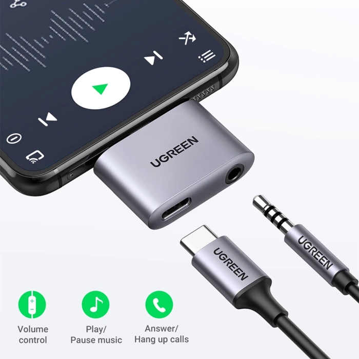 USB-C auf USB-C und 3,5mm Klinkenadapter UGREEN CM231 (grau)