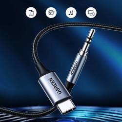 Ugreen AUX-Stereo-Audiokabel 3,5-mm-Miniklinke - USB Typ C für Tablet-Telefon 1 m schwarz (CM450 20192)