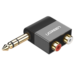 Ugreen Audio-Klinkenadapter 6,35 mm Stecker auf 2 x RCA-Buchse schwarz (AV147)