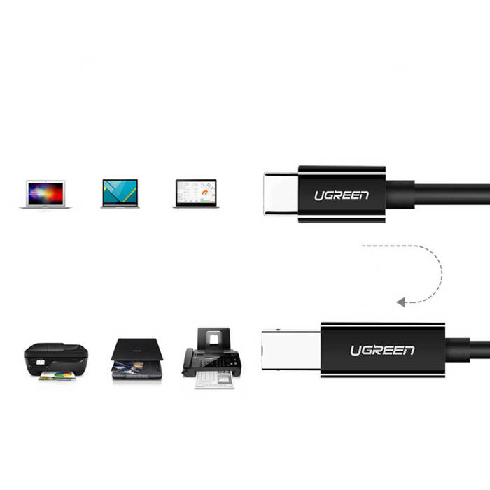 Ugreen Druckerkabel USB-C - USB-B 480Mb/s 2m schwarz (US241)