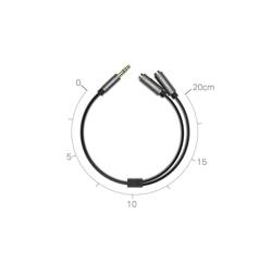 Ugreen Kabel 3,5 mm Kopfhörersplitter Miniklinke AUX 20cm (2 x Audioausgang) silber (10532)
