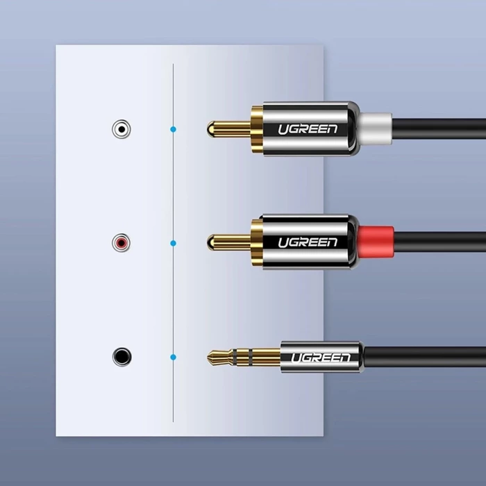 Ugreen Kabel Audiokabel 3,5 mm Miniklinke - 2 RCA 1,5 m schwarz (AV116)