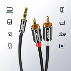 Ugreen Kabel Audiokabel 3,5 mm Miniklinke - 2 RCA 2 m schwarz (AV116 10584)