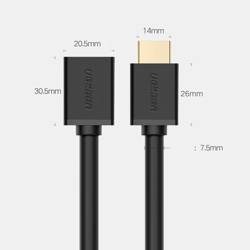 Ugreen Kabel Kabel Adapter Stecker HDMI Verlängerungskabel (weiblich) - HDMI (männlich) 4K 10,2 Gbps 340 Mhz Audio Ethernet 0,5 m schwarz (HD107 10140)