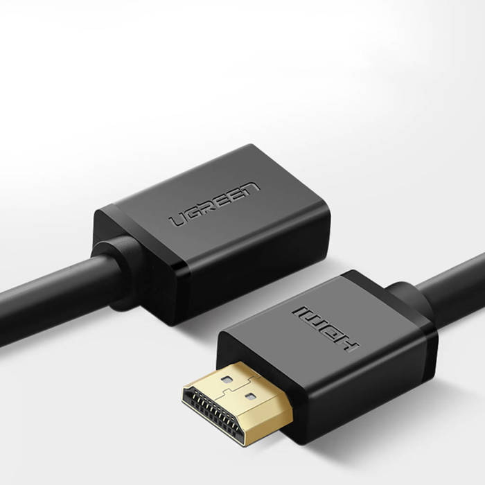 Ugreen Kabel Kabel Adapter Stecker HDMI Verlängerungskabel (weiblich) - HDMI (männlich) 4K 10,2 Gbps 340 Mhz Audio Ethernet 1 m schwarz (HD107 10141)