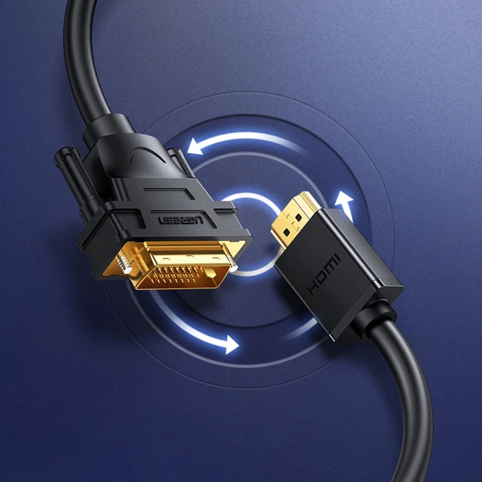 Ugreen -Kabel Kabeladapter DVI-Adapter 24 + 1 Pin (männlich) - HDMI (männlich) FHD 60 Hz 1,5 m schwarz (HD106 11150)