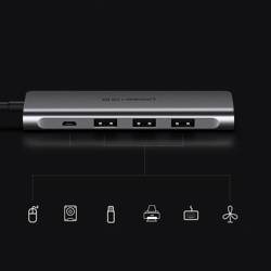 Ugreen Multifunktions-HUB USB Typ C 3.0 Power Delivery 3x USB 3.0 / HDMI grau (50209)