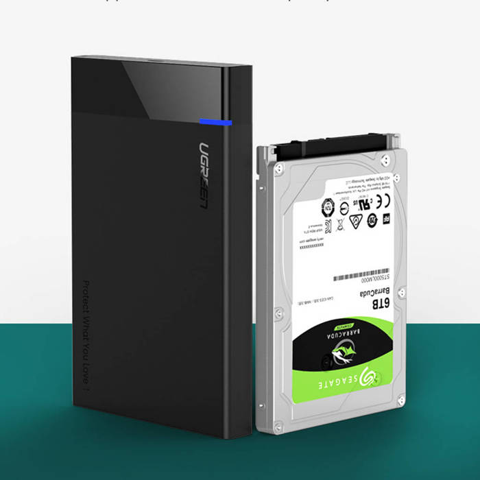 Ugreen Schacht für HDD SSD 2,5&#39;&#39; SATA Laufwerksgehäuse USB 3.2 Gen 1 (5 Gbps) USB Typ C + 0,5 m Kabel schwarz (US221 50743)