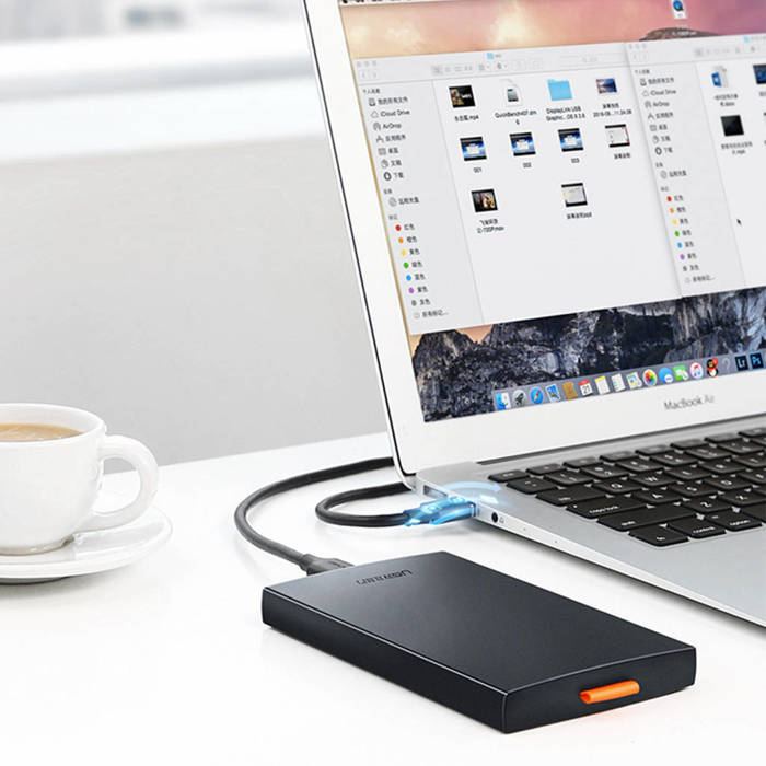 Ugreen Schacht für HDD SSD Festplattengehäuse 2,5'' SATA USB 3.2 Gen 1 (5 Gbps) Micro USB SuperSpeed + 0,5 m Kabel schwarz (CM237 60353)
