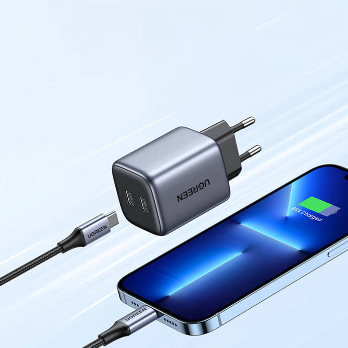 Ugreen Schnellladegerät GaN 2xUSB-C 45W grau (CD294)