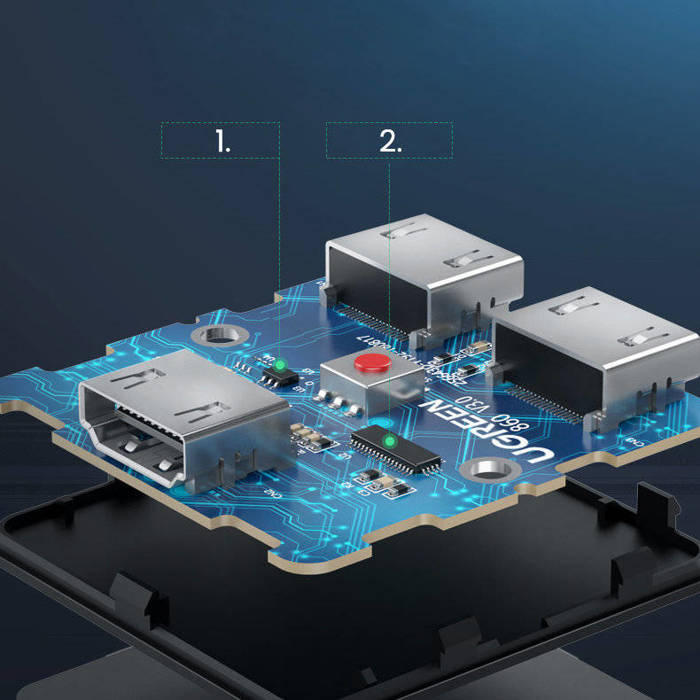 Ugreen Switch Splitter Splitter Switcher HDMI - 2x HDMI 1.4v CEC 3D HDCP1.4 4K 30Hz 10.2Gbps EDID schwarz (50966)