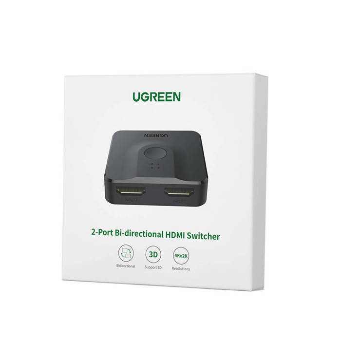 Ugreen Switch Splitter Splitter Switcher HDMI - 2x HDMI 1.4v CEC 3D HDCP1.4 4K 30Hz 10.2Gbps EDID schwarz (50966)